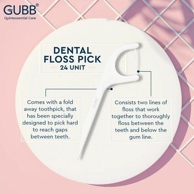 GUBB Dental Floss Pick - 24 Pieces 22 gm - Floss & Tongue Cleaners