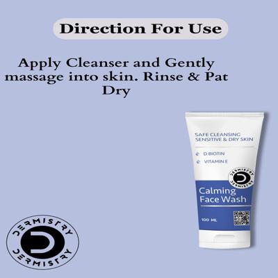 Dermistry Sensitive & Dry Skin Calming Soothening Body Milk Lotion 200 ml + Safe Cleansing Sensitive & Dry Skin Calming Face Wash 100 ml - Face Wash & Cleansers
