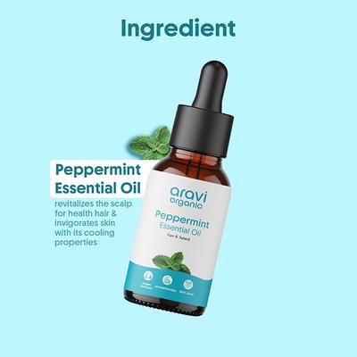 Aravi Organic Peppermint Essential Oil 100% Pure Oil for Diffuser 15 ml - Essential Oils