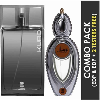 Ajmal Wisal EDP Floral Musky Perfume And Kuro EDP Aromatic Spicy Perfume 140 ml - Perfumes (Edt/Edp)