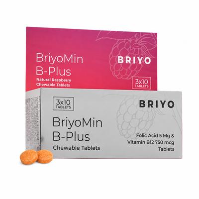 Briyo Briyomin B Plus Chewable Tablet - Natural Raspberry Flavour 30's - Multi-Vitamins