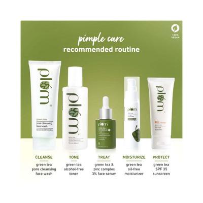 Plum Green Tea Zinc Complex 3% Serum With AcnacidolTM BG natural AHAs Fights Pimples Tightens Pores Controls Oil 30Ml - Toners