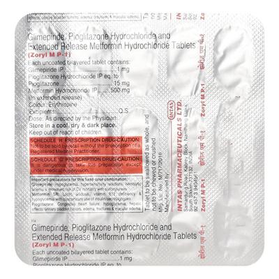 Zoryl MP 1mg Tablet 15'S - Diabetes-Ant