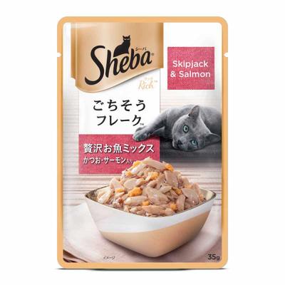 Sheba Feast of Flakes for Cats - Skipjack & Salmon (Pack of 35 gm x 12) 1's - Petfood
