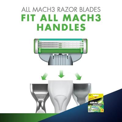 Gillette Mach3 Sensitive Blades - Cartridges (4 Cartridges) 1's - Razors & Cartridges