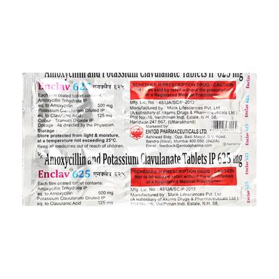 ENCLAV 625mg Tablet 10's - Bacterial Infections-Pen