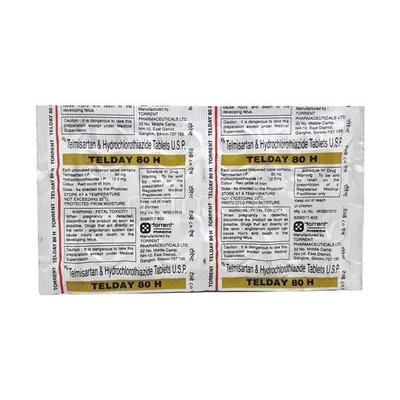 Telday H 80mg Tablet 10'S - Hypertension-Ang