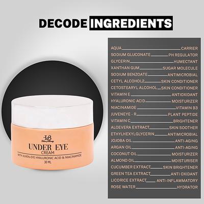 House of Beauty Under Eye Cream For Dark Circles, Fine Lines & Hydrating with Hyaluronic 30ml - Under Eye Creams & Serums