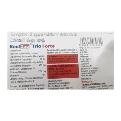EMILDAP TRIO FORTE Tablet 10's - Diabetes-Ant