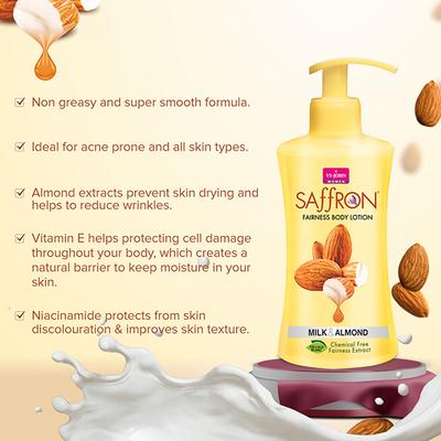 Vi-John Women Saffron Turmeric Fairness Body Lotion 250 ml + Saffron Milk & Almond Fairness Body Lotion 250 ml 250 ml - Lotions & Creams