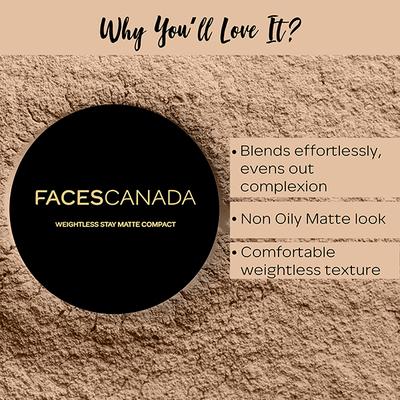 Faces Canada Weightless Matte Finish Compact Powder - Ivory 01 9gm - Compact Powder