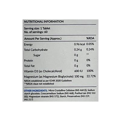 NUTROVA MAGNESIUM + D3 VEG Tablet 60's - Supplements-Vam