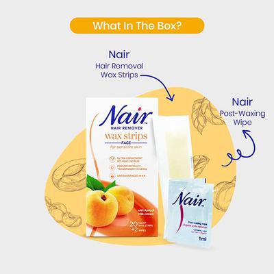 Nair Face Wax Strips for Sensitive Skin - Apricot 20's - Hair Removal Accessories