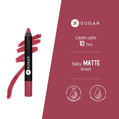 SUGAR Cosmetics Matte As Hell Crayon Lipstick - 28 Honey Rider (Deep Peach Pink) 2.8 gm - Lip Crayons