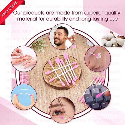 Majestique Rosy Tip Eco Cotton Swabs, Paper-made Sticks, Gentle for Face, Ear, Makeup - 200Pcs 1's - Cotton Balls