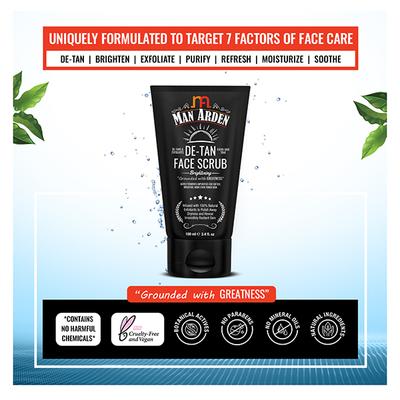 Man Arden De-Tan Brightening Face Scrub 100gm - Face Scrubs