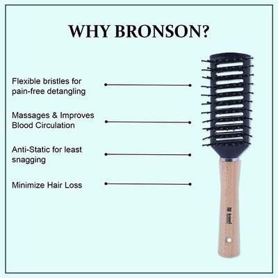 Bronson Professional Hair Brush Basic Flat Wooden Handle 12's - Hair Brushes