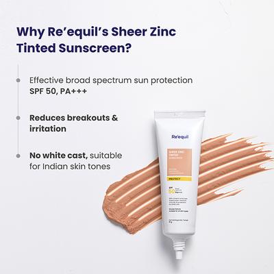 Reequil Sheer Zinc Tinted Mineral Sunscreen Spf 50 Pa+++ 50 gm - Face Sunscreen