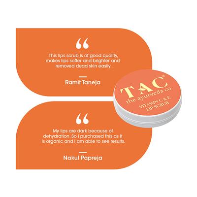 TAC - The Ayurveda Co. Vitamin C Lip Scrub for Women and Men Enriched with Vitamin E 20 gm - Lip Scrubs