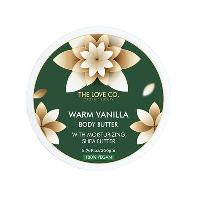 The Love Co. Warm Vanilla Body Butter - 72 Hour Intense Hydrating Shea Body Butter - Deep Moisturization for Winters With Pure Shea Butter for Nourishing Essential Body Care 200 gm - Body Butter