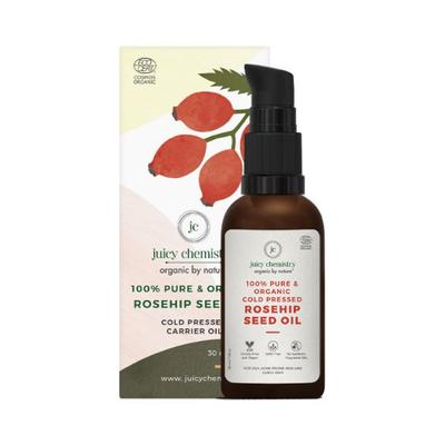 Juicy Chemistry Rosehip Seed Oil, 100% Pure and Organic Cold Pressed 30ml - Carrier Oils