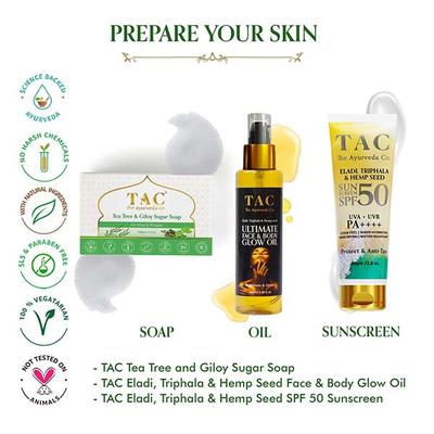 TAC The Ayurveda Co. Tea Tree & Giloy Sugar Soap (Pack of 3 x 100 gm) - Personal Care (Ayush)