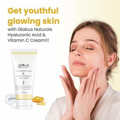 Globus Naturals Hyaluronic Acid & Vitamin C Anti Ageing Face Cream, 100gm each 2's - Face Moisturizers