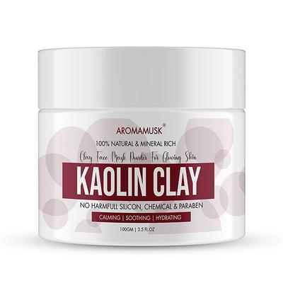 AromaMusk 100% Natural and Mineral Rich Superfine Kaolin Clay Face Mask Powder For Glowing Skin 100 gm - Face Moisturizers