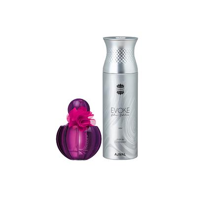 Ajmal Senora EDP Floral Spicy Perfume And Evoke Silver Edition Him Deodorant Spicy Floral Fragrance 275 ml - Perfumes (Edt/Edp)