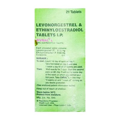 Ovral Tablet 21'S - Contraception-Ora