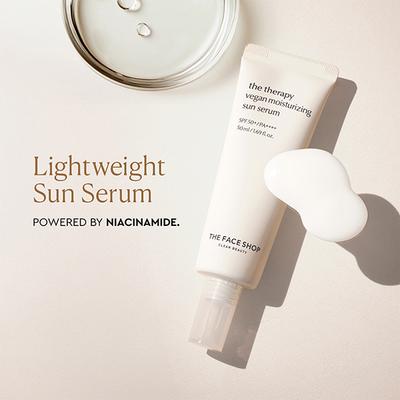 The Face Shop The Therapy Vegan Moisturizing Sun Serum SPF 50+/PA++++ 50ml - Face Sunscreen