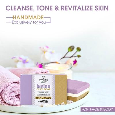 Ayouthveda Handmade Indian Clay Soap 100 gm - Soaps