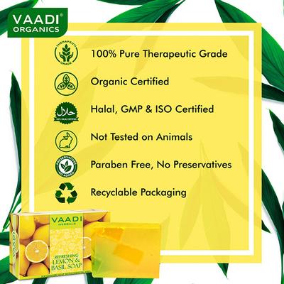 Vaadi Herbals Handmade Soap with Essential Oils - Refreshing Lemon & Basil 75gm - Soaps