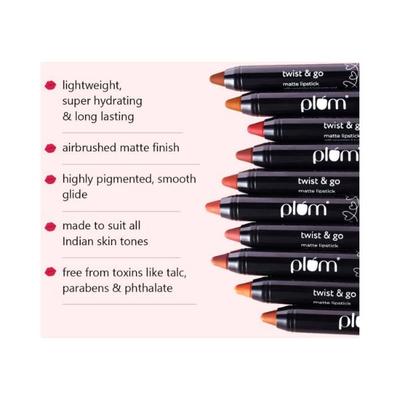 Plum Twist & Go Matte Lipstick Ceramides & Hyaluronic Acid 123 She's All Tan 1.8 gm - Lip Crayons