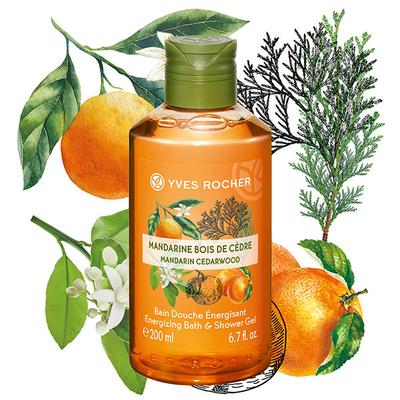 Yves Rocher Mandarin Cedarwood Energizing Bath & Shower Gel 200 ml - Shower Gels & Body Wash