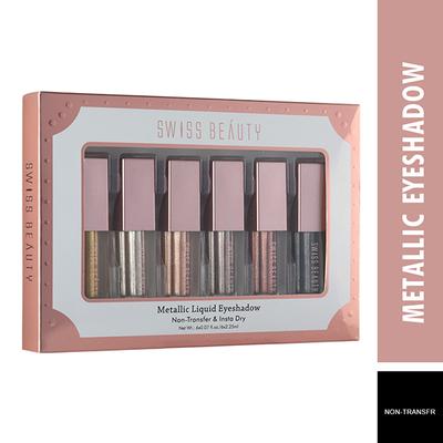 Swiss Beauty Mettalic Liquid Eyeshadow A (Pack of 6 X 2.25ml) 1's - Eye Shadow Palettes