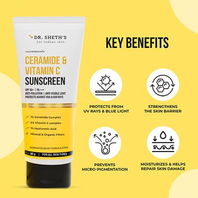 Dr. Sheth'S Ceramide & Vitamin C SPF 50+ PA+++ Sunscreen 80gm - Face Sunscreen