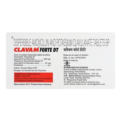 Clavam Forte DT Tablet 10'S - Bacterial Infections-Pen