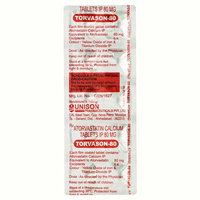 TORVASON 80mg Tablet 10's - High Cholesterol-Dys