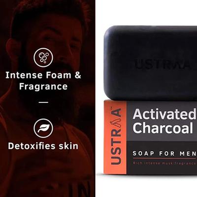 Ustraa Deo Soap for Men - Activated Charcoal (Pack of 8 x 100 gm) - Soaps