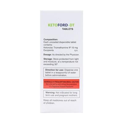 Ketoford DT 10mg Tablet 10'S - Pain relief-Nsa
