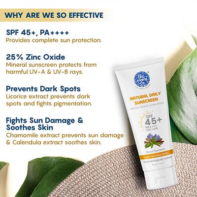 The Mom's Co. Natural Daily Sunscreen SPF 45+ PA++++ UVA/UVB Board Spectrum 50gm - Face Sunscreen