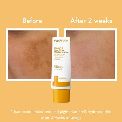 Wishcare Vitamin C Pure Glow Face Sunscreen SPF 50 PA++++ Broad Spectum Ultra Light and No White Cast 50 gm - Face Sunscreen