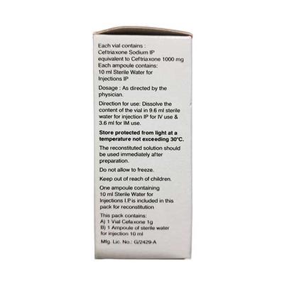 Cefaxone 1gm Injection 1's - Bacterial Infections-Cep