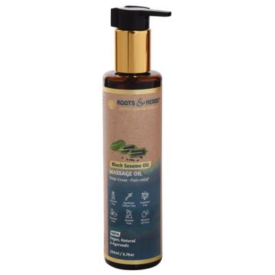 Roots & Herbs Deep Tissue Pain Relief Massage Oil - Black Sesame 200 ml - Massage Oils