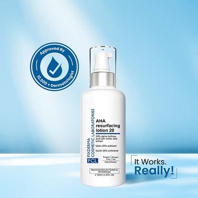 FCL Glycolic Acid AHA 20 Lotion for Body and Face, Dead Skin Remover, AHA Exfoliating Lotion 100 ml - Face Wash & Cleansers
