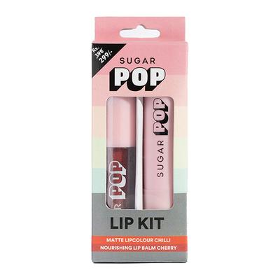SUGAR POP Matte Lipcolour - 01 Chilli + Nourishing Lip Balm - 02 Cherry Lip Kit 10 gm - Lipsticks