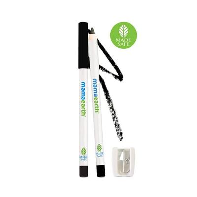 Mamaearth Charcoal Black Long Stay Kohl Kajal Black Waterproof With Castor Oil & Chamomile For 11Hour Smudge free Stay with Free Sharpener 1.2 gm - Kajal & Kohls