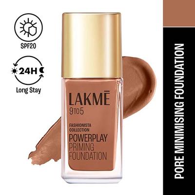 Lakme 9to5 Powerplay Priming Foundation, Built in Primer, SPF 20, Cool Cocoa, 25 ml - Foundation