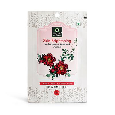 Organic Harvest Serum Face Mask - Skin Brightening Rose 20gm - Sheet Masks
